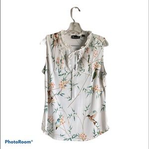 Bird Print Sleeveless Blouse M